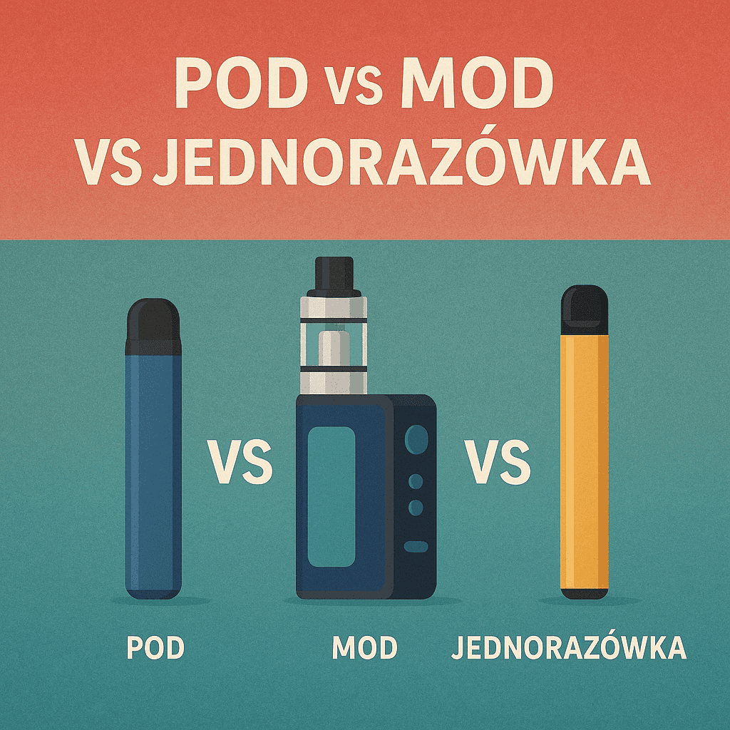 Dwa jednorazowe e-papierosy obok siebie: jeden mały i kompaktowy o pojemności 2 ml, a drugi znacznie większy, reprezentujący modele o dużej pojemności płynu.