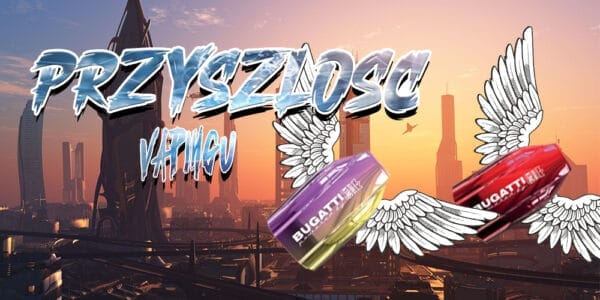 Zbliżenie na jednorazowy e-papieros z wyraźnie widocznym portem ładowania USB-C na jego spodzie lub bocznej ściance.